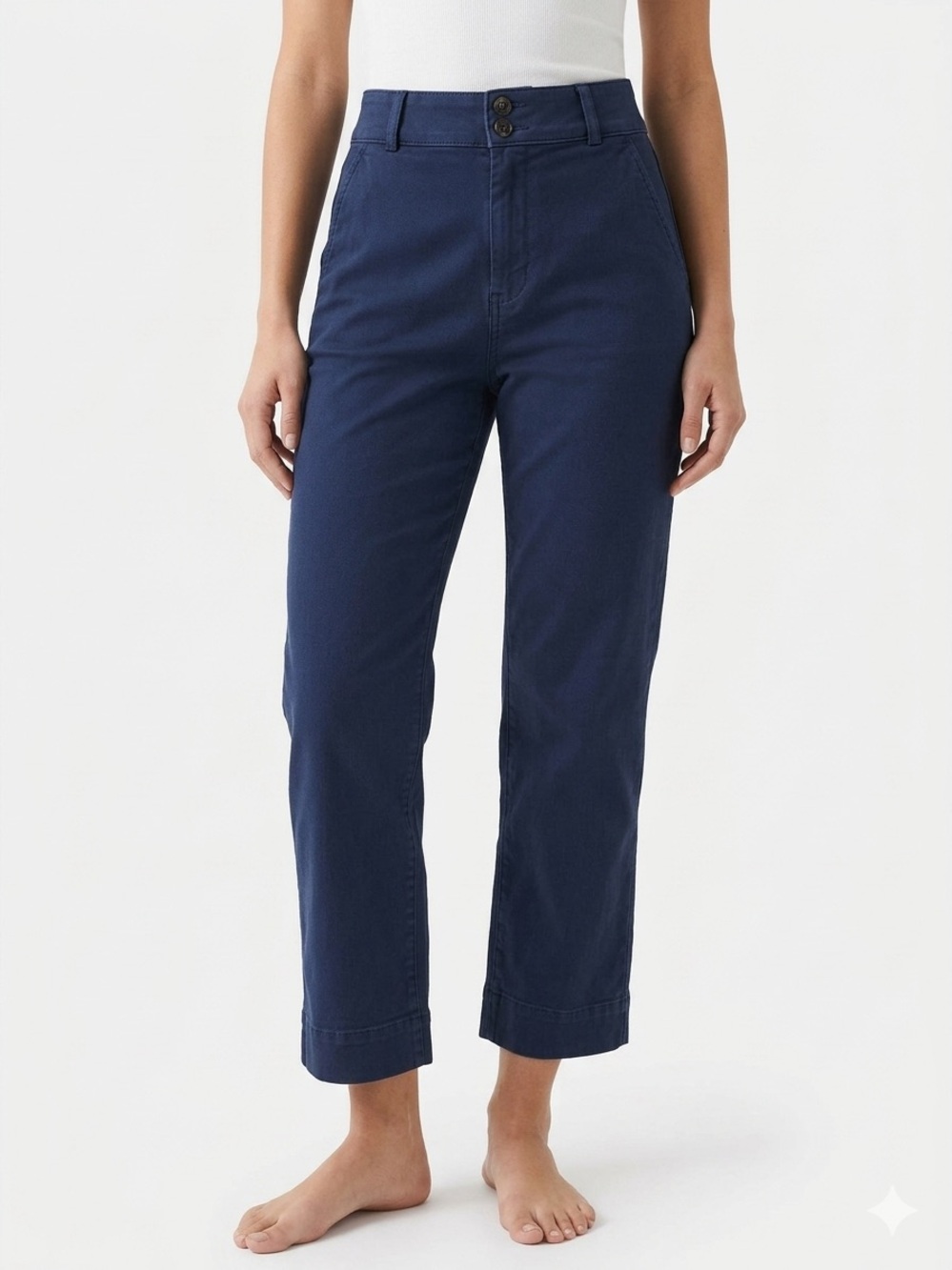 Everlane The Straight-Leg Crop Pants Navy Blue 8 High Rise Elevated Basics